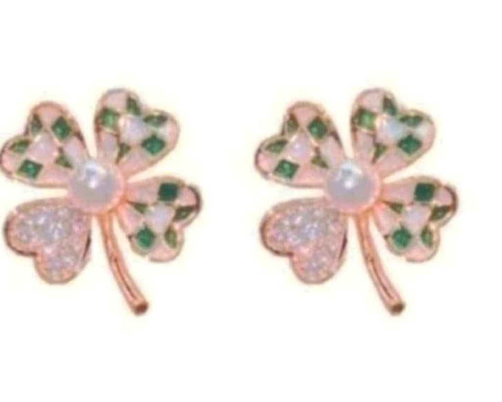 Oorbellen klavertje vier, Verzenden, Nieuw, Goud, Knopjes of Stekers