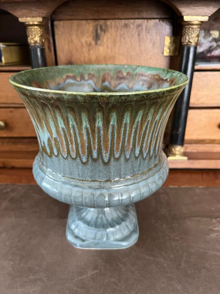 Vintage Keramiek De Gebroeders bloempot op voet, Antiek en Kunst, Ophalen of Verzenden
