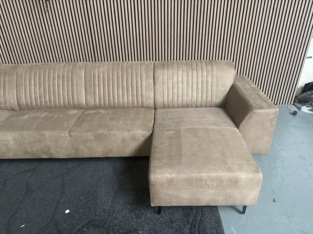 GRATIS LEVERING U-Bank Taupe 355x200x150 GEREINIGD, Huis en Inrichting, Banken | Bankstellen, Hoekbank, 300 cm of meer, Ophalen of Verzenden