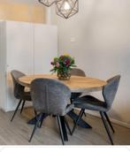 Mango houten eettafel (130cm) en TV-meubel (210cm), Gebruikt, 100 tot 150 cm, Rond, 200 cm of meer