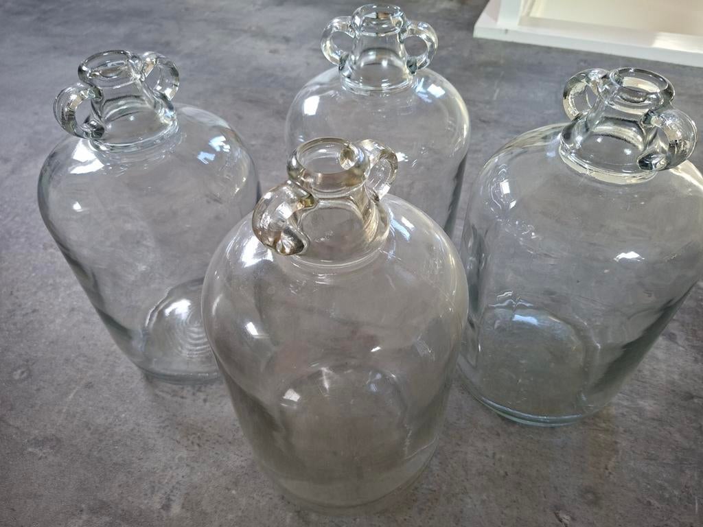 Glazen flessen, 4 stuks., Ophalen, Overige kleuren, Glas, Minder dan 50 cm