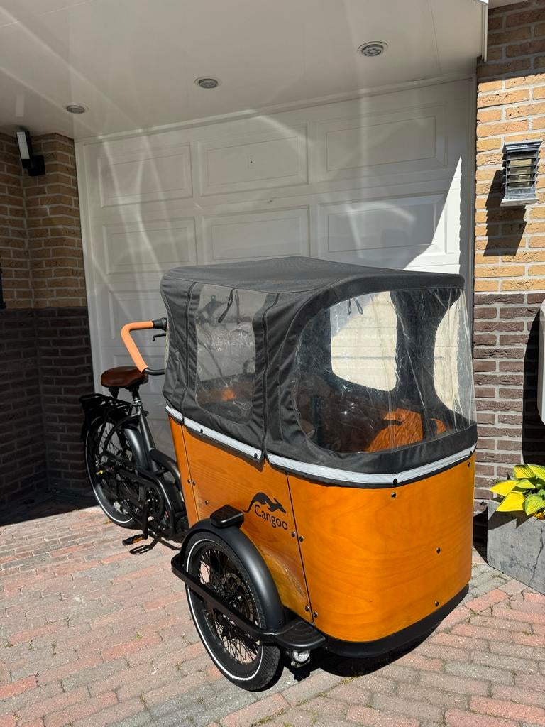 Cangoo bakfiets met huif, Gebruikt, Huif, 2 kinderen, Schijfrem