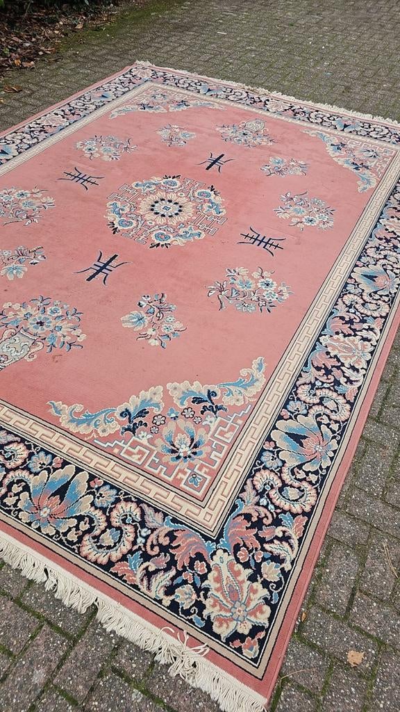 Prachtig mega groot XXL vintage oud roze Perzisch tapijt!, Perzisch, 200 cm of meer, Ophalen of Verzenden, Zo goed als nieuw