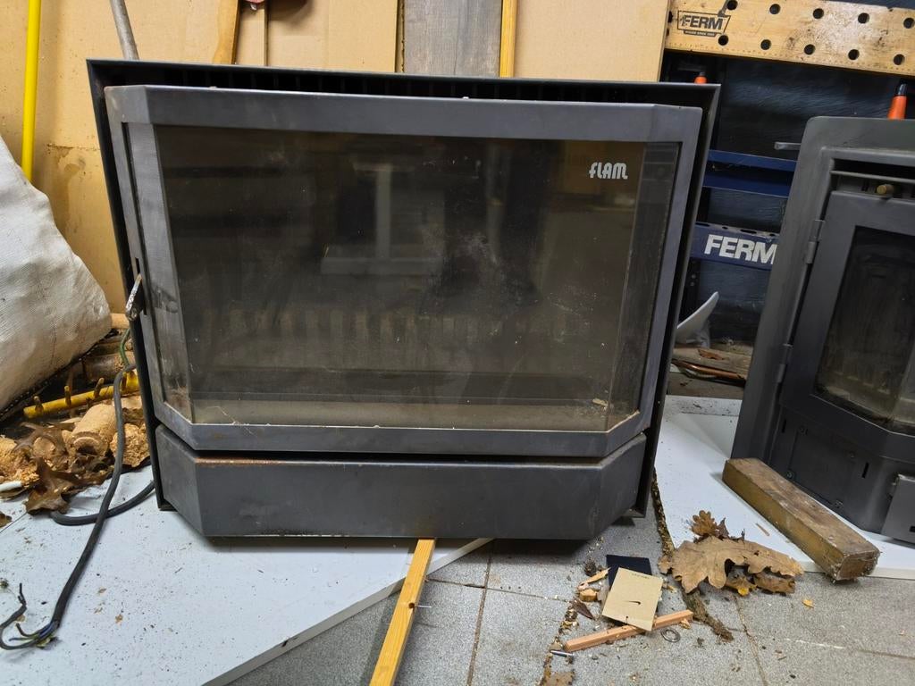 Houtkachel met ventilatoren 11kW, Ophalen, Gebruikt, Inbouwhaard, Houthaard