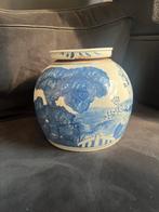 Antieke Gemberpot Blauw-Wit met Deksel - Decoratief, Ophalen of Verzenden