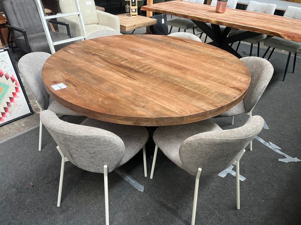 Ronde eettafel mangohout - Diameter 150 cm, Ophalen, Nieuw