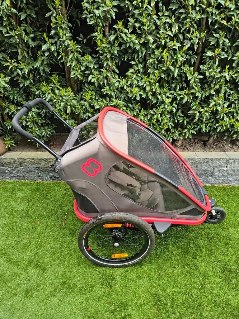 Hamax Outback 2 fietskar (incl. hardloopwiel & babyzitje), Ophalen, Opvouwbaar, Zo goed als nieuw, 40 tot 60 kg