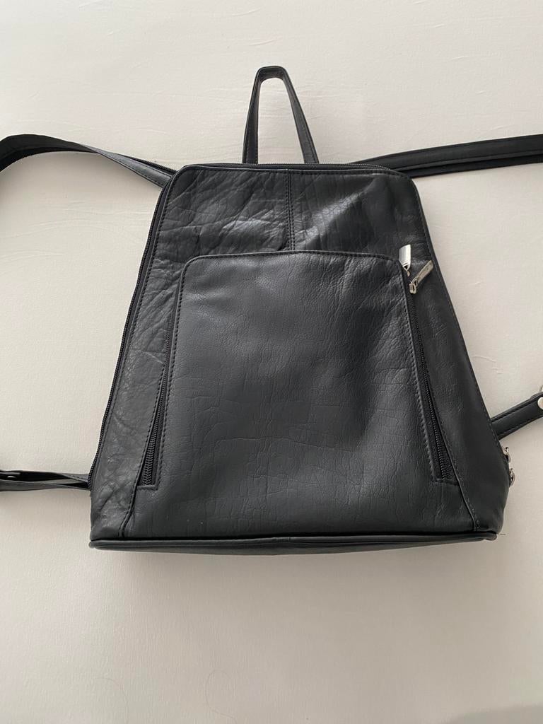 leren rugtas zwart z.g.a.n, Ophalen, Zo goed als nieuw, Zwart