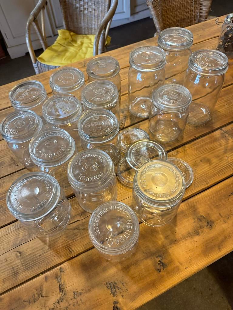 Grote partij (> 55)  weckpotten (1/2L, 1L, 1.5L) met extra's, Ophalen