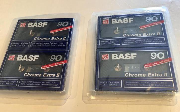 BASF CHROME EXTRA II 90 (1989) 4 stuks nieuw, Cd's en Dvd's, Cassettebandjes, 2 t/m 25 bandjes, Overige genres, Ophalen of Verzenden
