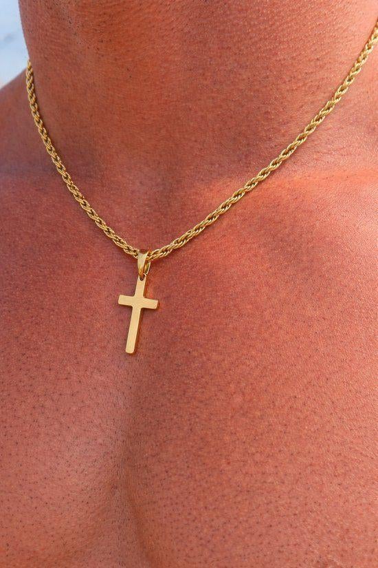 Cristaé Kruis Ketting Goud, Sieraden, Tassen en Uiterlijk, Kettinghangers, Overige materialen, Cristaé, Verzenden, Nieuw