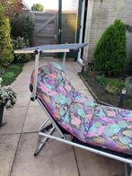 Ligbed met zonnedak incl. kussen, Tuin en Terras, Ophalen, Zo goed als nieuw, Aluminium, Verstelbaar