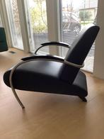 Gelderland fauteuil met zwart soft leer, ontwerp 5470, Ophalen, Zo goed als nieuw, 50 tot 75 cm, Leer