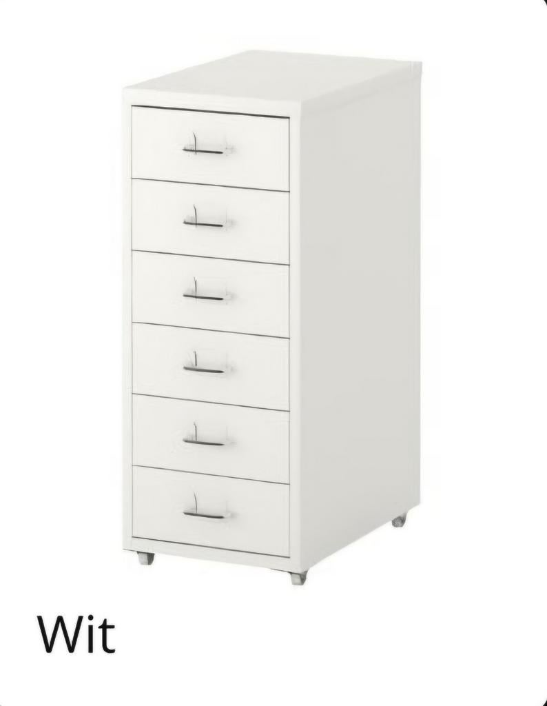 Helmer ladenblok op wielen, staal, wit (Ikea), Ophalen, Minder dan 50 cm, 5 laden of meer, Nieuw