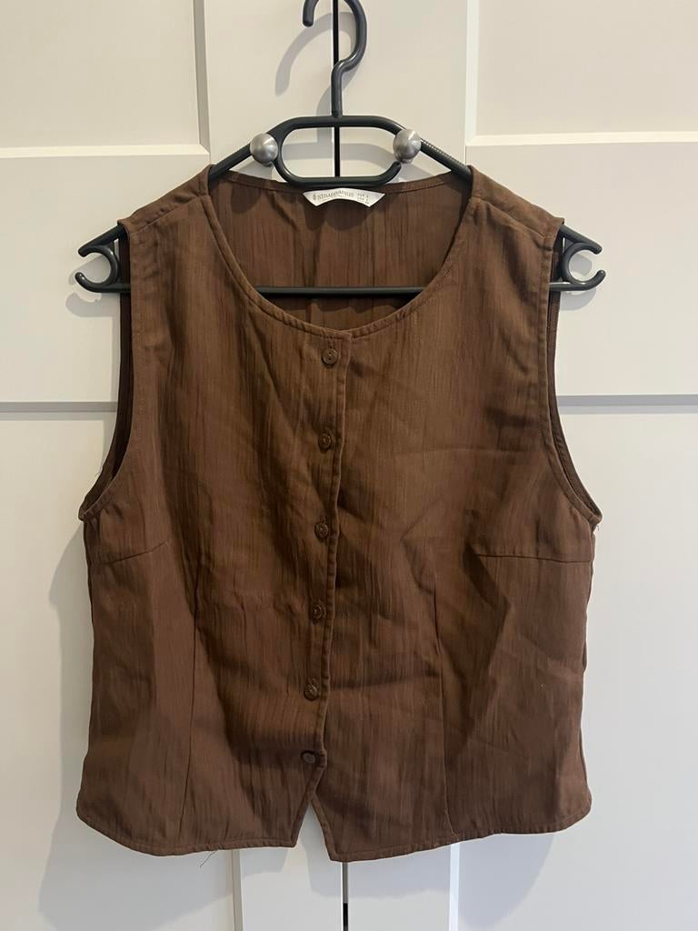 Stradivarius mouwloos blousje, Kleding | Dames, Blouses en Tunieken, Ophalen of Verzenden, Nieuw, Maat 42/44 (L), Bruin