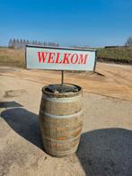 Welkom bord met ton, 150 liter of meer, Ophalen, Gebruikt, Hout