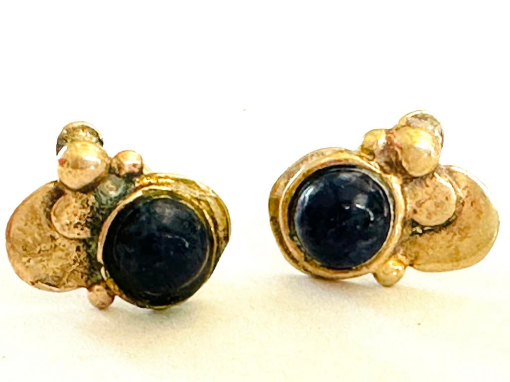 Vintage oorbellen stekers koper /zilver Elvind Hillestad, Overige materialen, Verzenden, Zo goed als nieuw, Met edelsteen