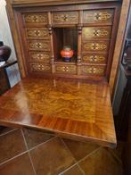 Antieke  wortelnoten secretaire met veel lades, Ophalen