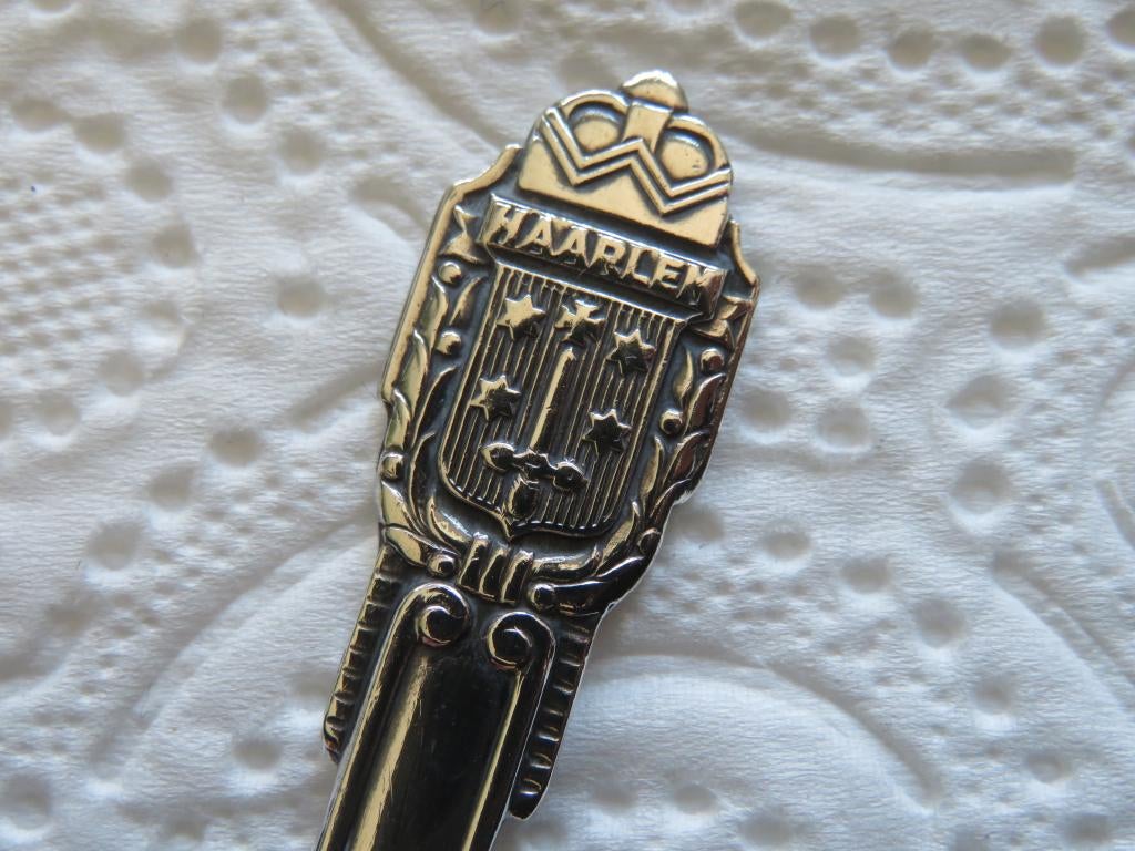 Verzilverd Gero Lepeltje Wapen Haarlem, Overige materialen, Verzenden, Verzilverd, Zo goed als nieuw