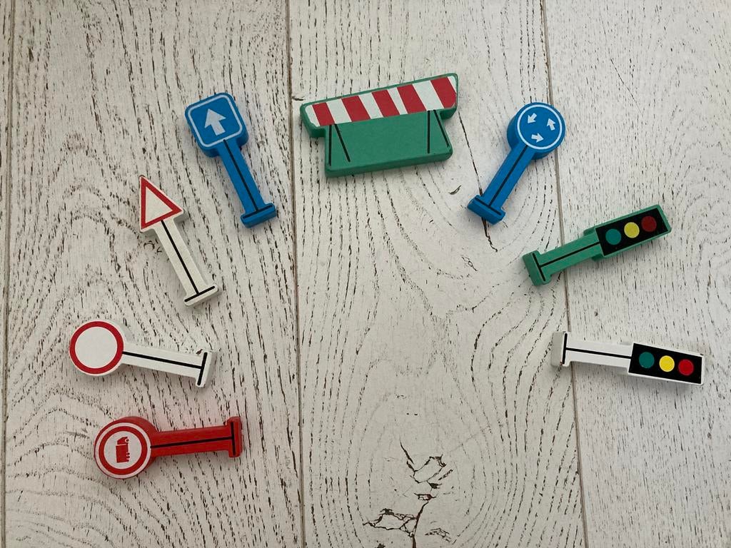 Houten verkeersborden Hema, Kinderen en Baby's, Speelgoed | Houten speelgoed, Ophalen of Verzenden, Gebruikt, Overige typen
