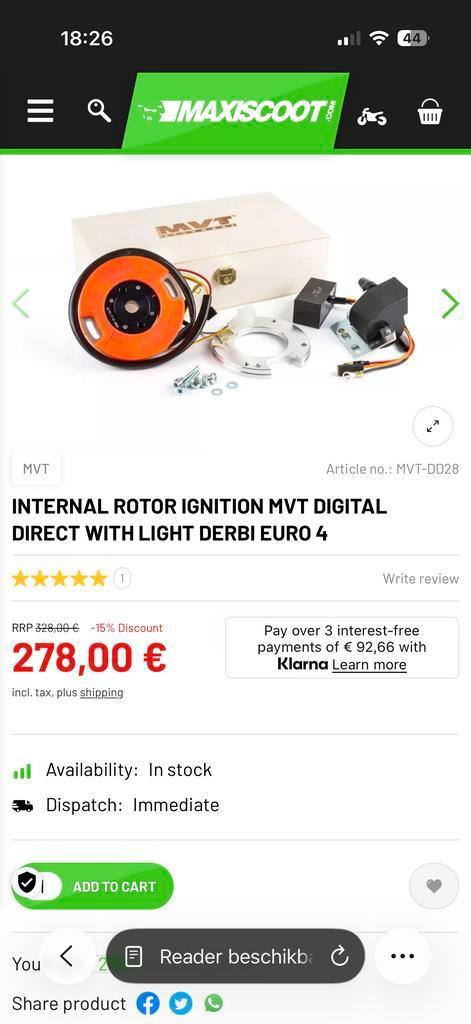 MVT Binnenrotor Ontsteking - Zo goed als nieuw, Fietsen en Brommers, Brommeronderdelen | Algemeen, Zo goed als nieuw, Overige typen