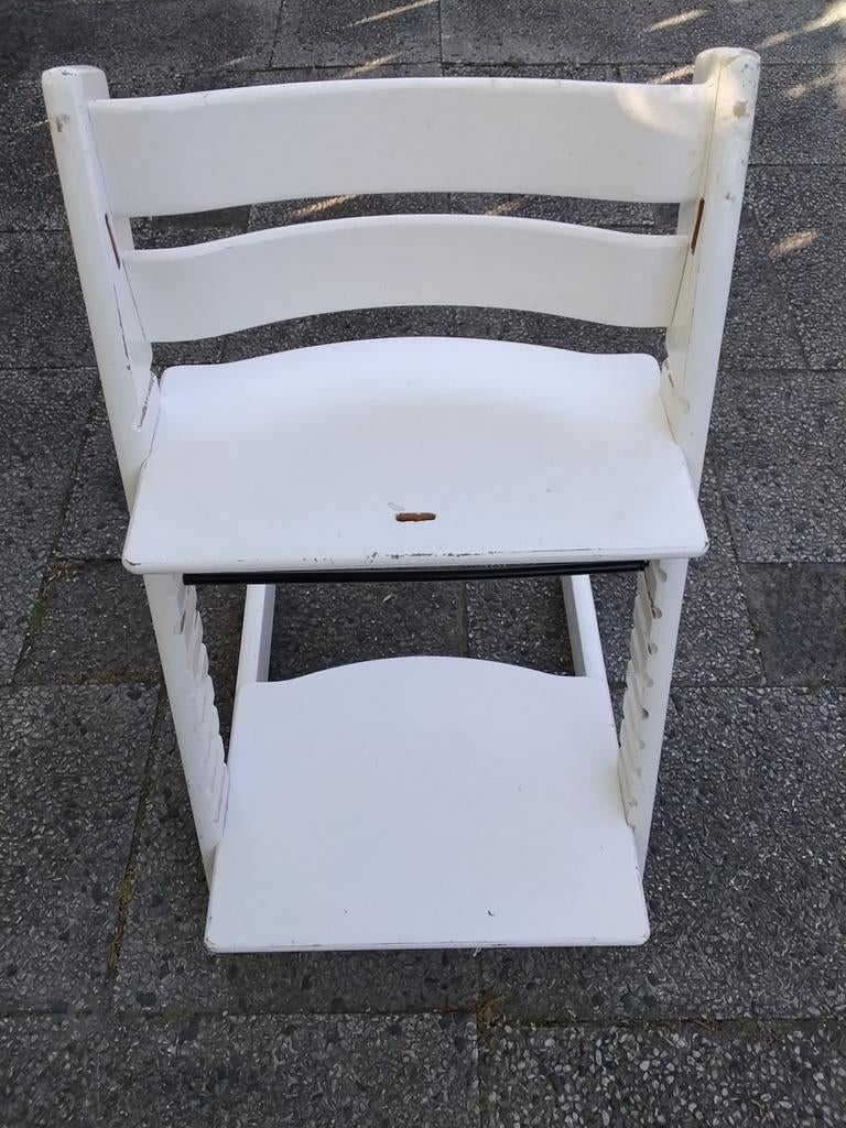 Stokke trip trap kinderstoel oud model kleur wit lees omschr, Ophalen of Verzenden, Gebruikt, Meegroeistoel