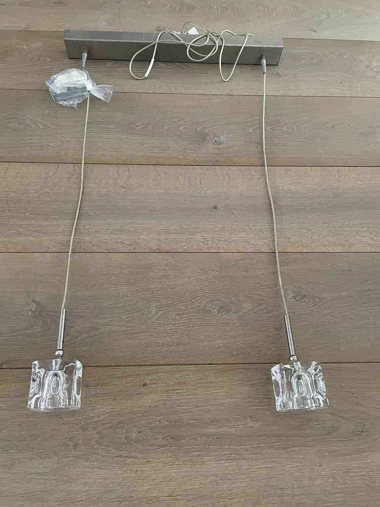 Mooie hanglamp in kubus vorm van kristalglas izgst ., Ophalen, Zo goed als nieuw, Minder dan 50 cm