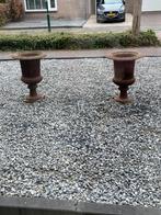 Grote Franse gietijzeren vazen roestkleur 2 stuks, Tuin en Terras, Tuinvazen, Ophalen, Zo goed als nieuw