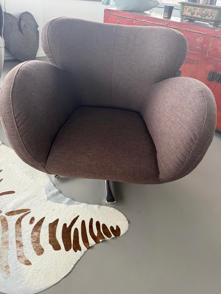 Bruine kuka design draai fauteuil als nieuw, Huis en Inrichting, Fauteuils, Gebruikt, Minder dan 75 cm, Ophalen of Verzenden, 75 tot 100 cm
