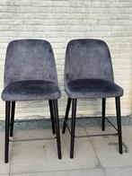 2 Showroom Keuken Barkrukken - Antraciet Velours, Huis en Inrichting, Barkrukken, Ophalen, 60 tot 90 cm, Zo goed als nieuw, Hout