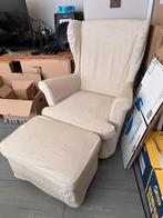 IKEA Oorstoel Strandmön met bijbehorende voetenbank, Ophalen, Gebruikt, Stof, 75 tot 100 cm