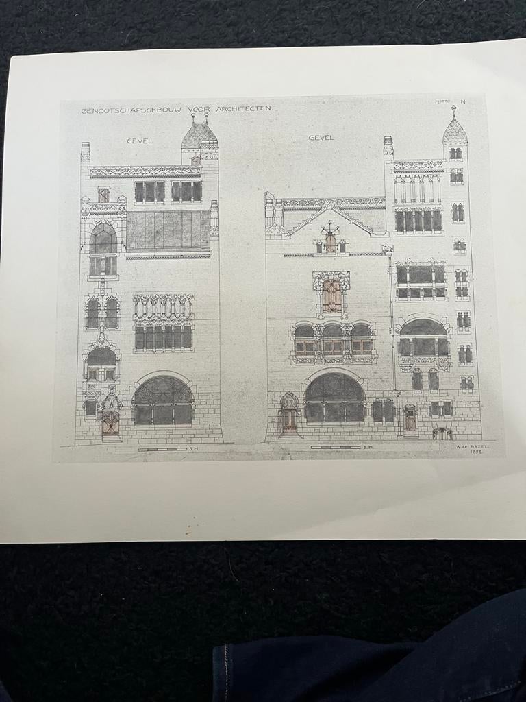 Zeefdruk K.P.C. de Bazel - Architectuurtekening, Antiek en Kunst, Kunst | Etsen en Gravures, Ophalen