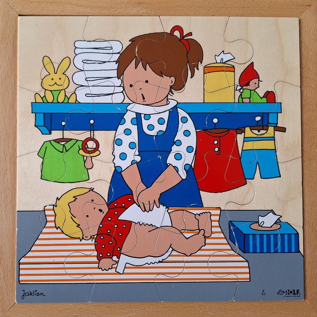 ROLF houten puzzel van 16 stukjes, Ophalen of Verzenden, 10 tot 50 stukjes, Zo goed als nieuw, 4 tot 6 jaar