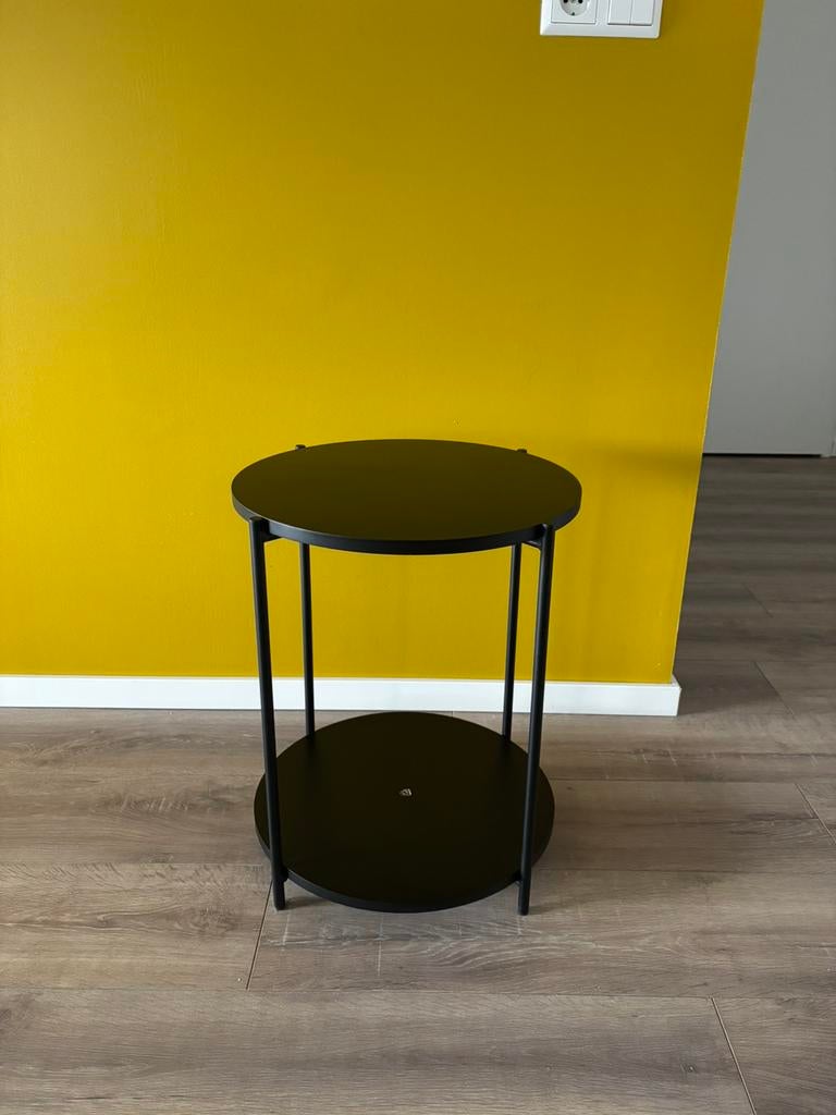 Zwart tafeltje, Minder dan 55 cm, Rond, Zo goed als nieuw, Ophalen