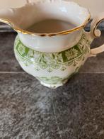 Vintage Melkkan en Suikerpot Set - Groen Bloemmotief, Ophalen of Verzenden