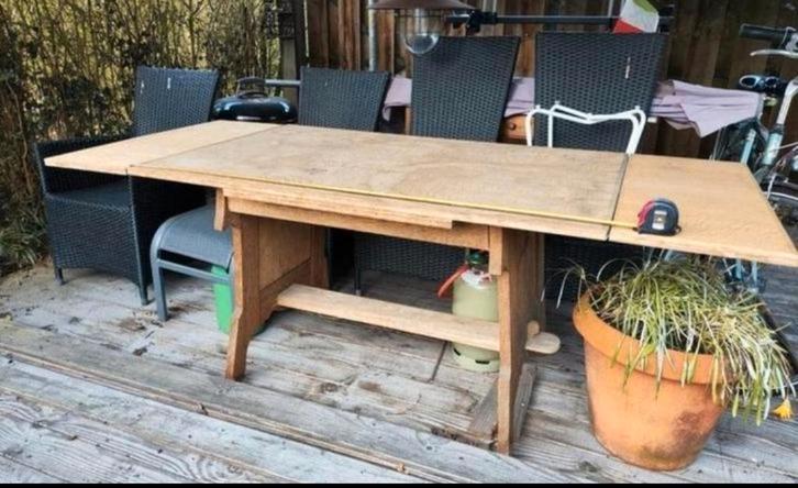 Uitschuifbare tafel, Huis en Inrichting, Tafels | Eettafels, Gebruikt, 50 tot 100 cm, 150 tot 200 cm, Vijf personen of meer, Rechthoekig