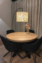 Eetkamerset mango houten ronde eettafel + 4 stoelen ZGAN, Huis en Inrichting, Tafels | Eettafels, Ophalen, Rond, Zo goed als nieuw