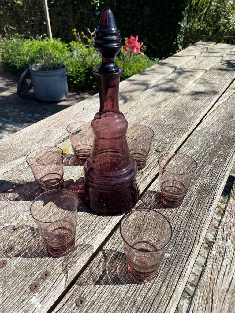 Karaf 6 glazen, Antiek en Kunst, Antiek | Glas en Kristal, Ophalen of Verzenden