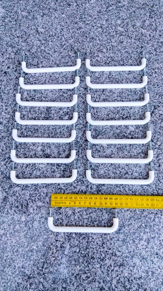 15 metalen deurgrepen 128 mm h.o.h.  glans wit, Gebruikt, Wit, Ophalen of Verzenden, Minder dan 100 cm