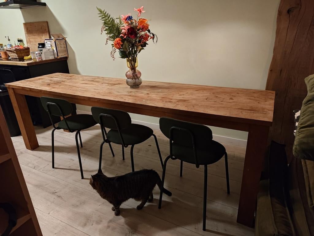Smalle lange houten tafel, Huis en Inrichting, Tafels | Eettafels, Ophalen, Gebruikt, 200 cm of meer, 50 tot 100 cm
