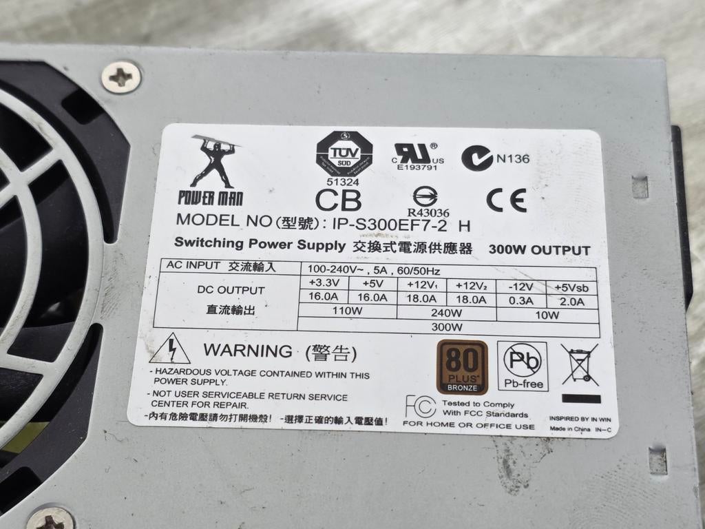 Power man 300w max voeding psu power supply ip-s300ef7-2 h, Ophalen of Verzenden, Gebruikt