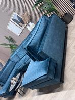 ZGAN Velvet Velours U-Bank / Hoekbank - Blauw - 380cm, -, -, Hoekbank, Ophalen of Verzenden