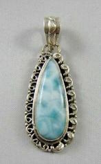 Prachtige zilveren hanger met Larimar. Druppelvorm (6680-475, Ophalen, Zo goed als nieuw, Blauw, Zilver