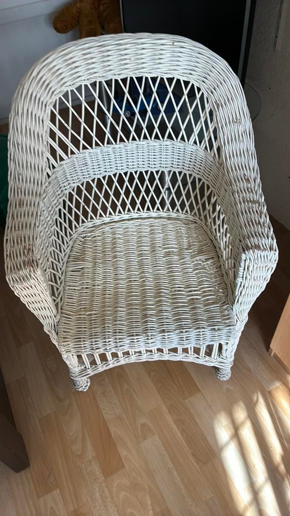 Rotan stoel wit, Ophalen of Verzenden, Zo goed als nieuw, Wit, Eén