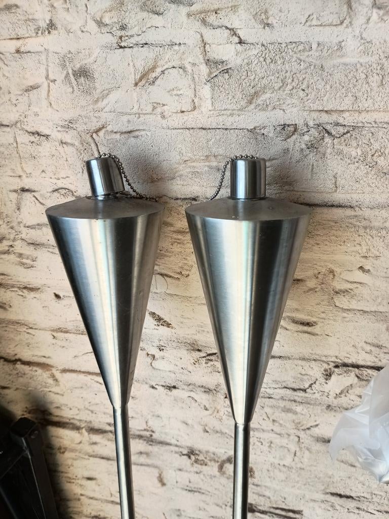 Set van 2 RVS tuinfakkels, Tuin en Terras, Ophalen, Gebruikt