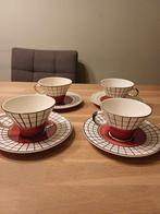 Vier pastel roze kop en schotels van Granit Hungary, Ophalen of Verzenden