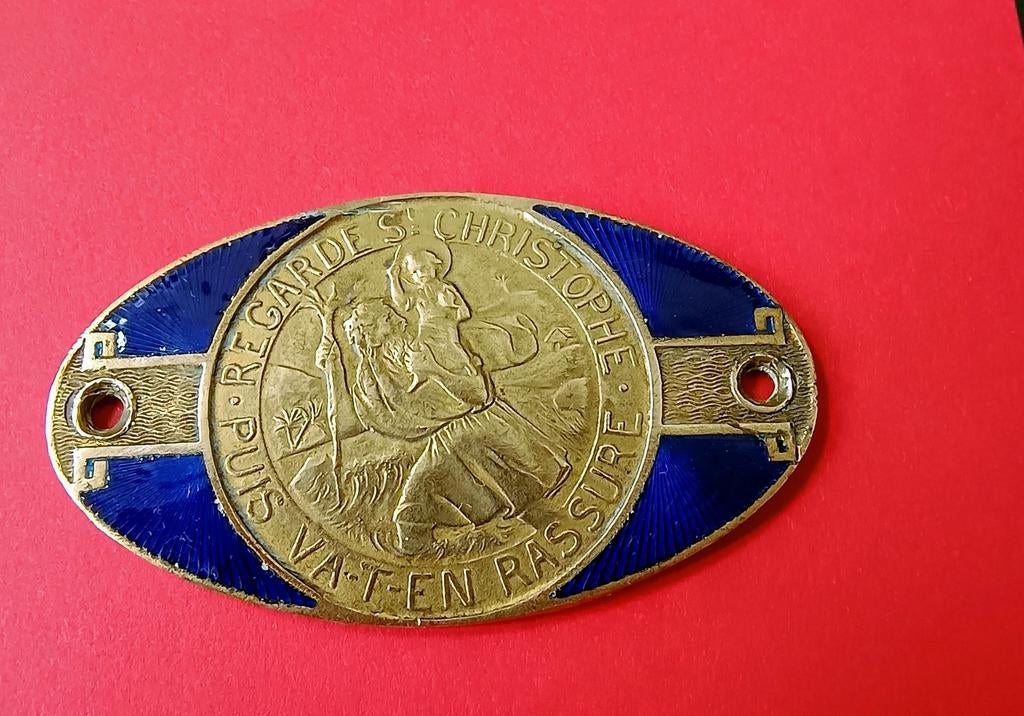 Franse  St. Christoffel autoplakaat, eerste helft 20ste eeuw, Ophalen of Verzenden