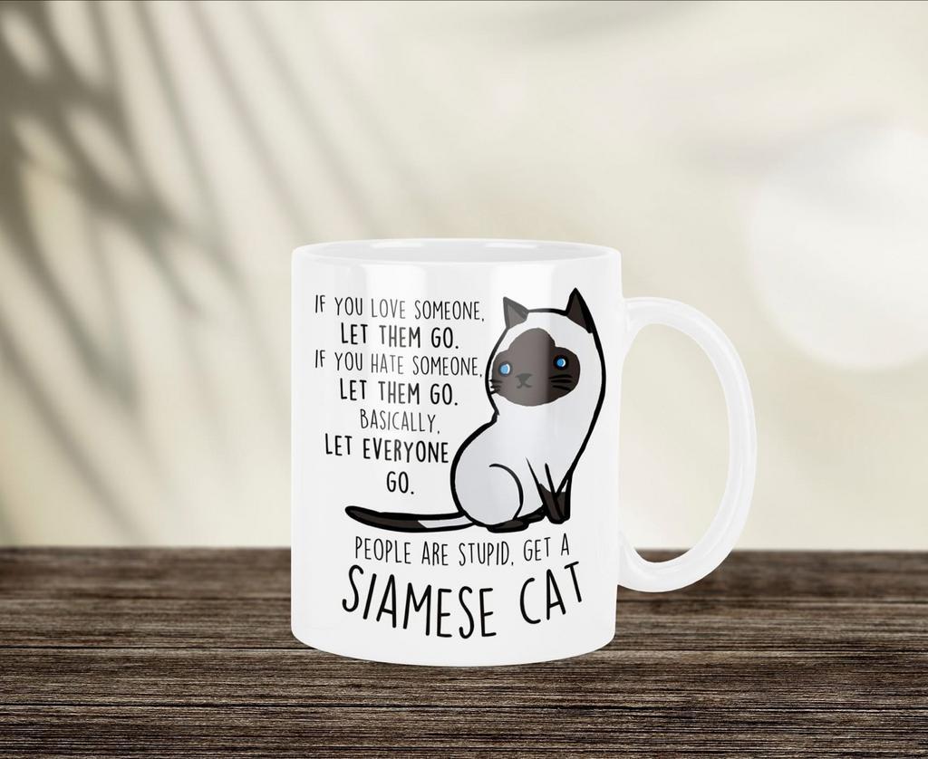 People are stupid, get a Siamees cat mok, Verzenden, Nieuw, Overige stijlen, Kop(pen) en/of Schotel(s)