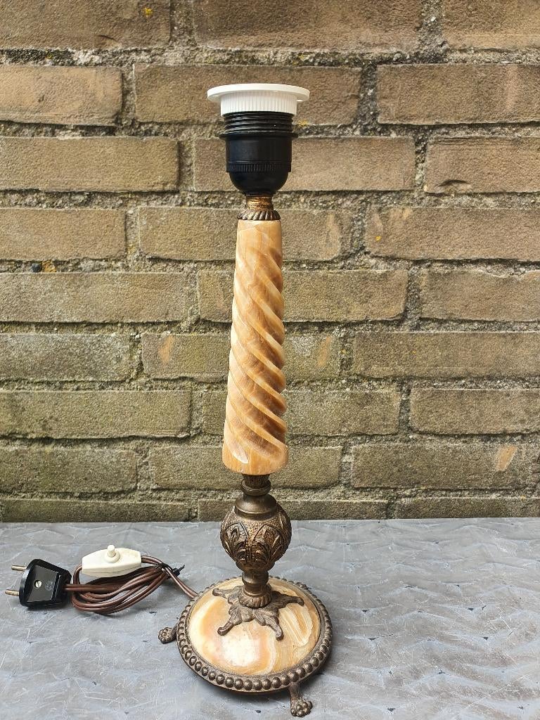 Vintage onyx marmer lampvoet messing klassiek, Ophalen of Verzenden, Minder dan 50 cm