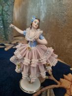 Antiek Saksisch Dresden Porseleinen Ballerina Beeldje, Ophalen of Verzenden